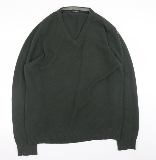 Hackett London Men's Green Wool V-Neck Pullover Jumper 2XL