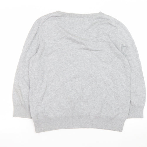 Hobbs Women’s Grey Cat Jumper L Crew Neck Knit Pullover Sweater