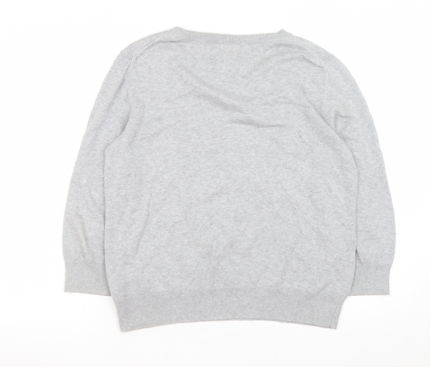 Hobbs Women’s Grey Cat Jumper L Crew Neck Knit Pullover Sweater