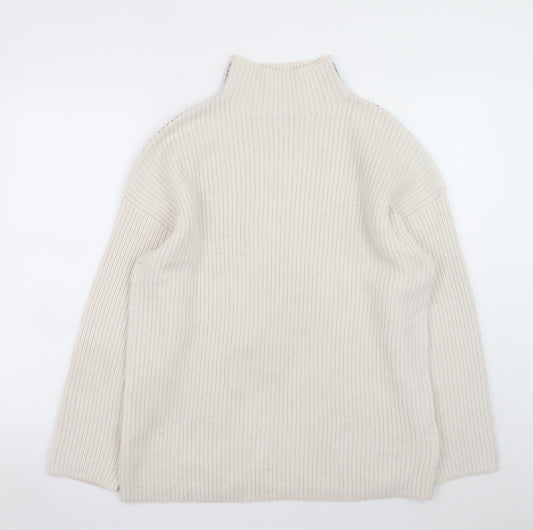 Marks and Spencer Men’s Ivory High Neck Chunky Knit Jumper Size M
