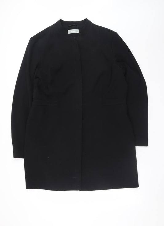 Wallis Womens Black Size 18 Collarless Mid-Length Coat