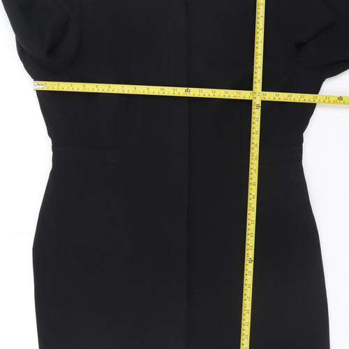 Wallis Womens Black Size 18 Collarless Mid-Length Coat