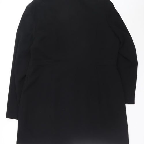 Wallis Womens Black Size 18 Collarless Mid-Length Coat