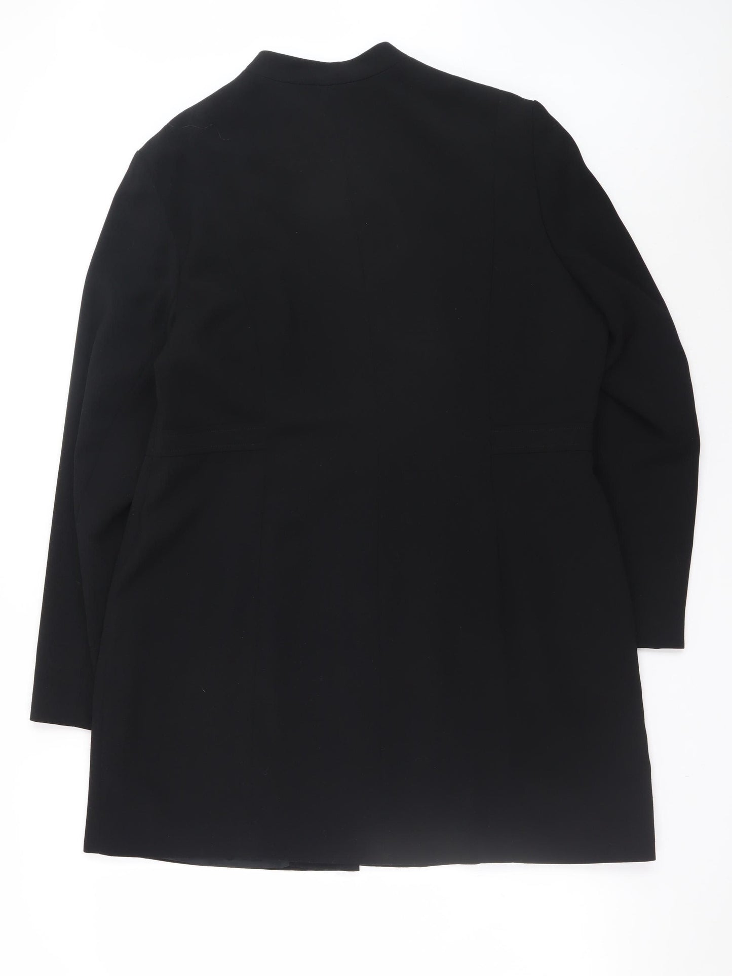 Wallis Womens Black Size 18 Collarless Mid-Length Coat