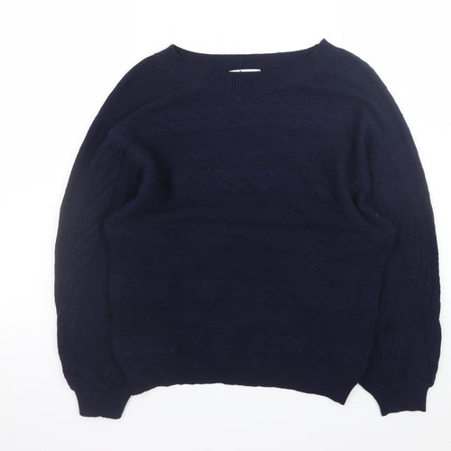 Tu Men's Blue Cable-Knit Crew Neck Jumper Size S