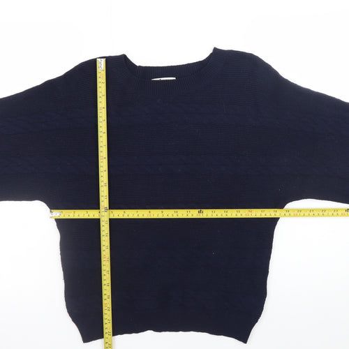 Tu Men's Blue Cable-Knit Crew Neck Jumper Size S