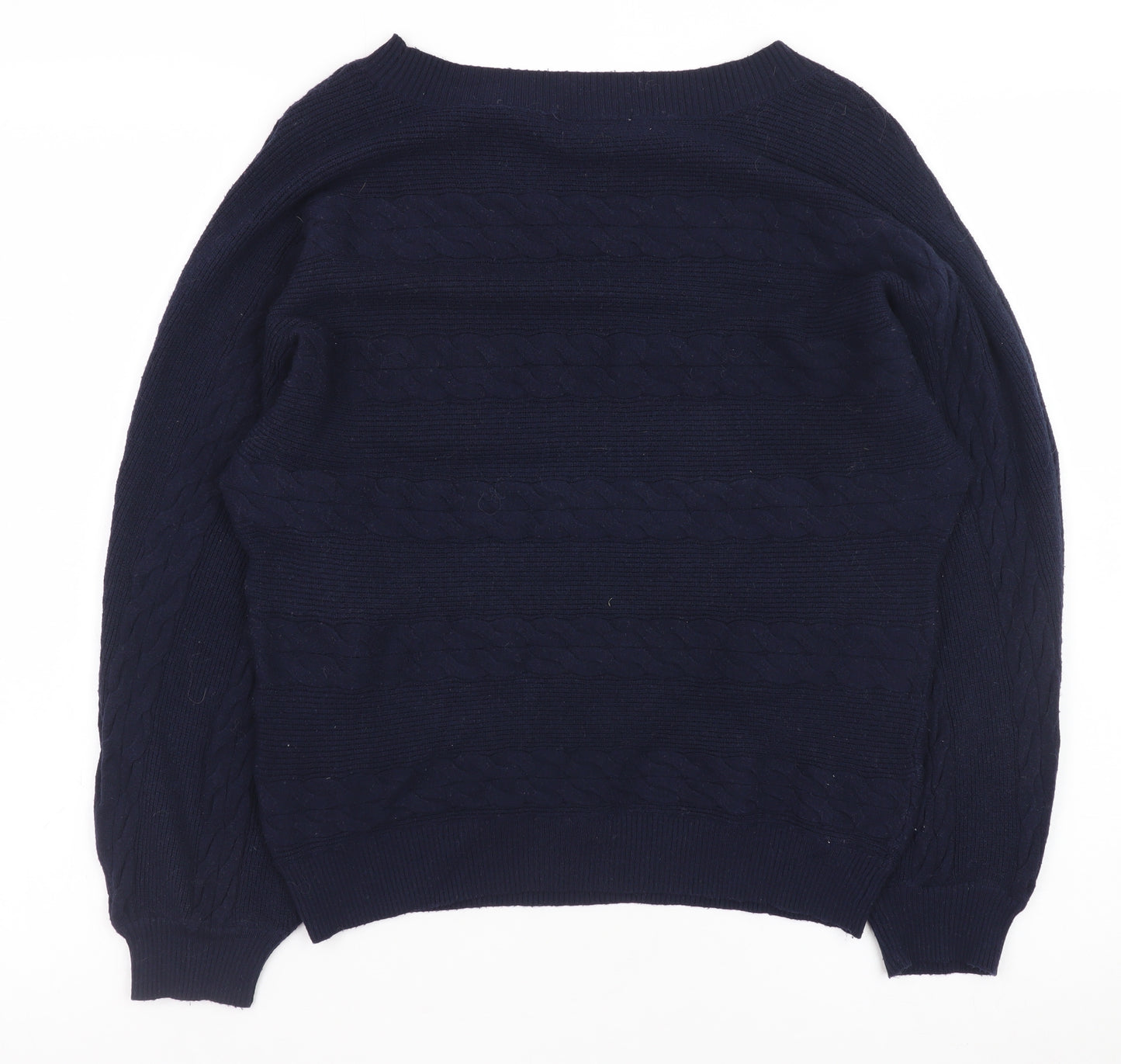 Tu Men's Blue Cable-Knit Crew Neck Jumper Size S