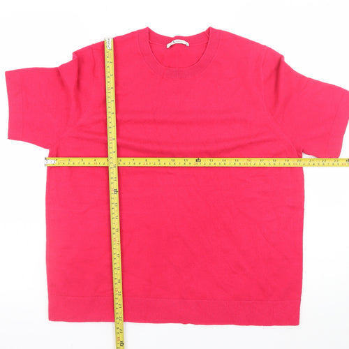 Tu Womens Pink Short Sleeve Crew Neck Knit Pullover Jumper Size 18