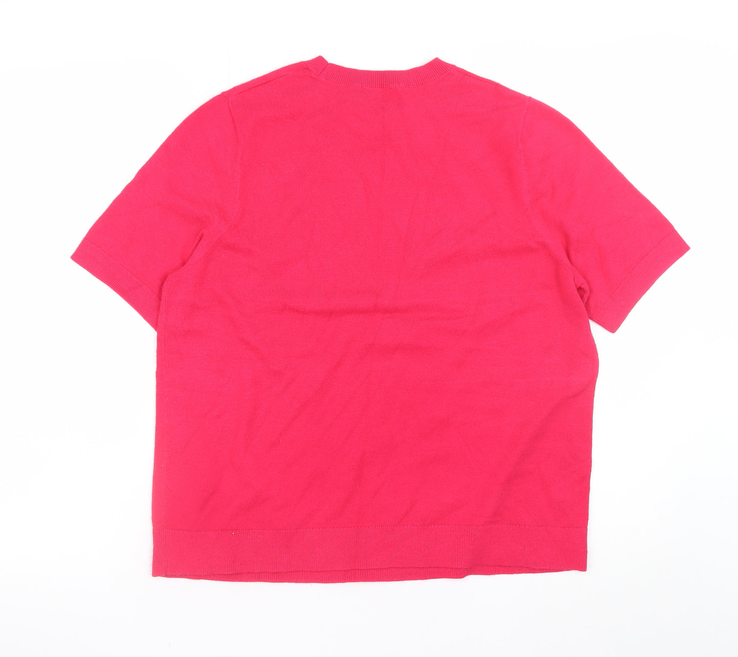 Tu Womens Pink Short Sleeve Crew Neck Knit Pullover Jumper Size 18