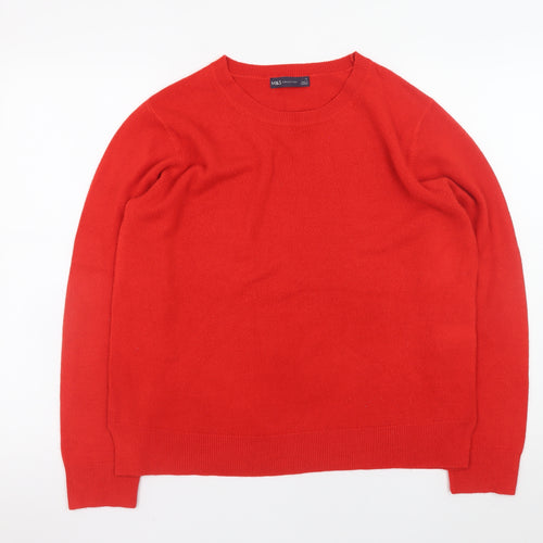Marks and Spencer Women's Red Acrylic Crew Neck Jumper UK 16
