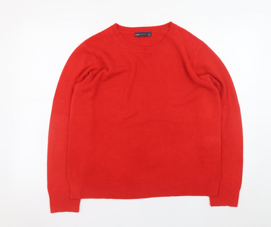 Marks and Spencer Women's Red Acrylic Crew Neck Jumper UK 16
