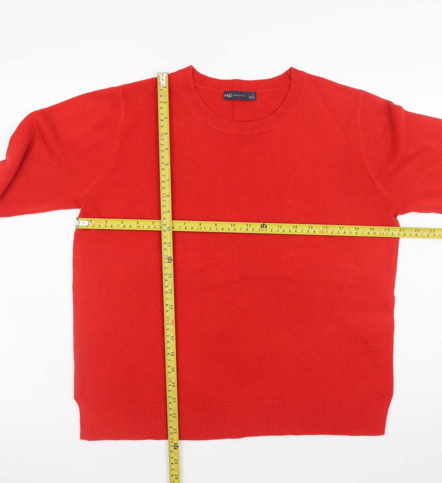 Marks and Spencer Women's Red Acrylic Crew Neck Jumper UK 16