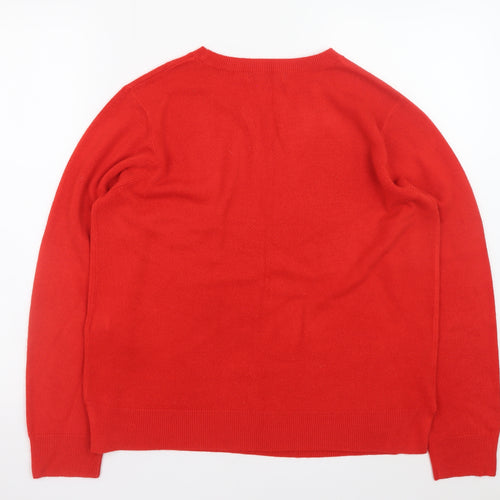 Marks and Spencer Women's Red Acrylic Crew Neck Jumper UK 16