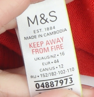 Marks and Spencer Women's Red Acrylic Crew Neck Jumper UK 16