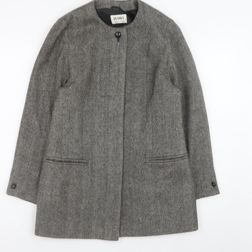 Planet Women’s Grey Wool Herringbone Mid-Length Coat Size 10