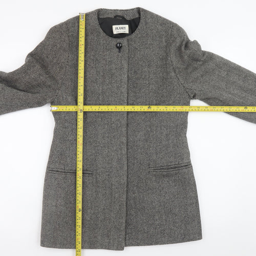 Planet Women’s Grey Wool Herringbone Mid-Length Coat Size 10