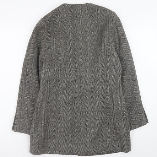Planet Women’s Grey Wool Herringbone Mid-Length Coat Size 10