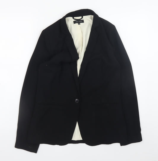 New Look Women's Black Blazer Size 10 Lined Single-Breasted Jacket