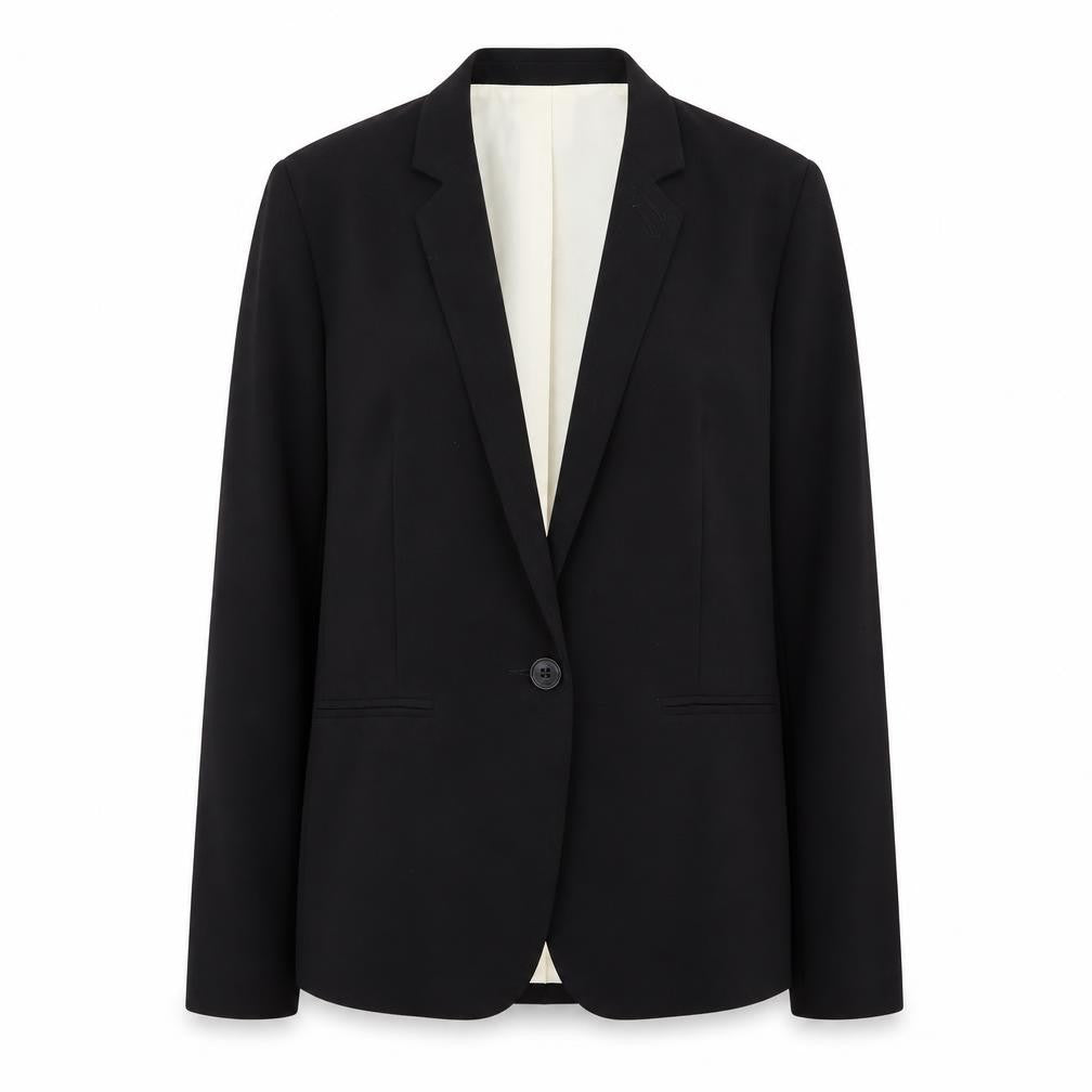 Front view of New Look Women's Black Blazer, size 10, Lined Single-Breasted Jacket