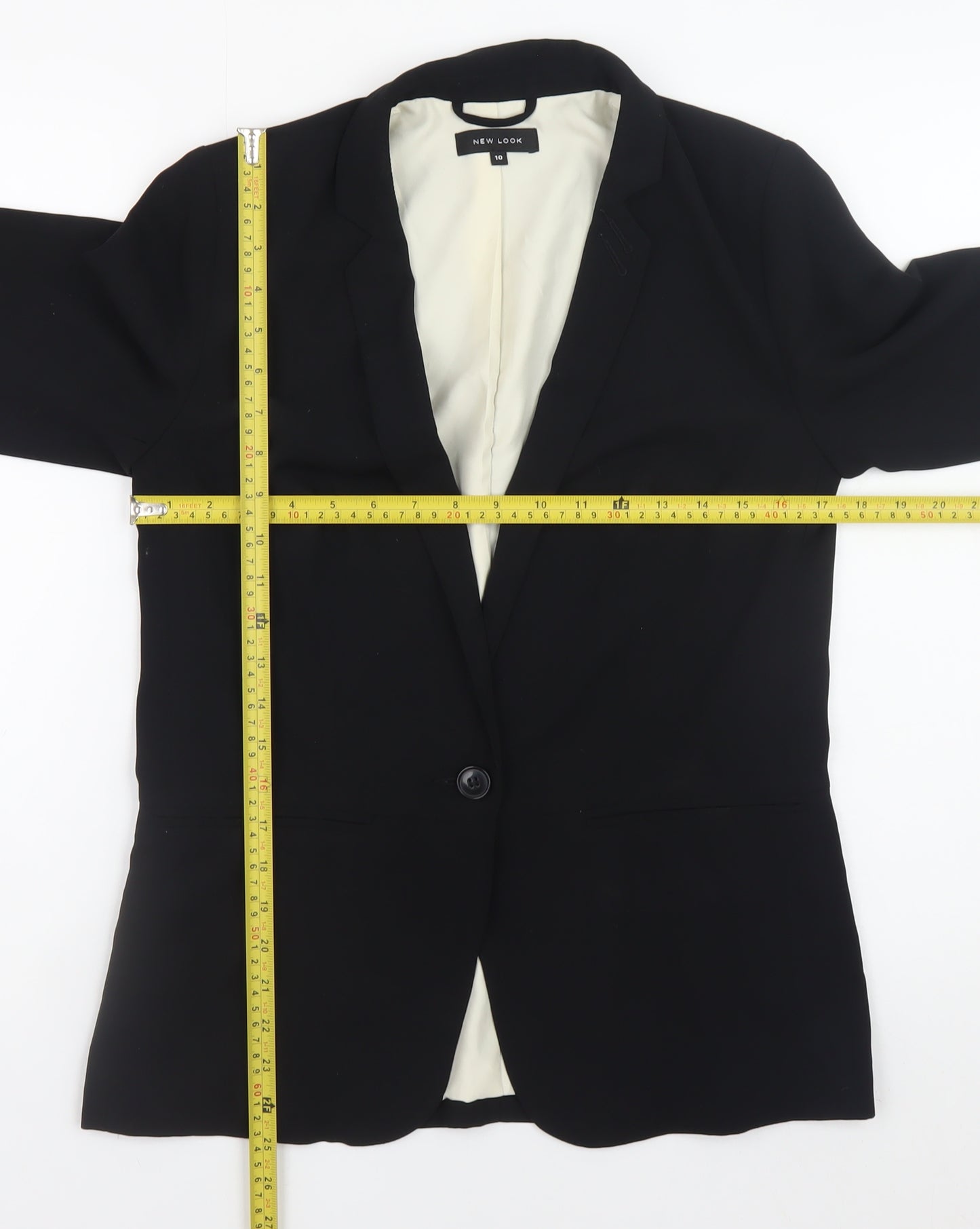 New Look Women's Black Blazer Size 10 Lined Single-Breasted Jacket