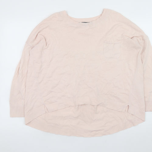 French Connection Womens Pink Cotton Crew Neck Jumper M