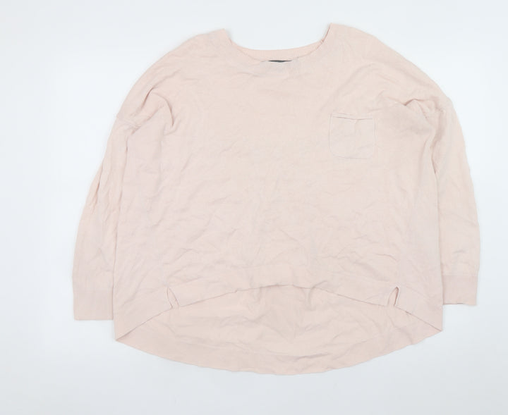 French Connection Womens Pink Cotton Crew Neck Jumper M