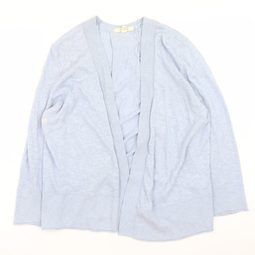 White Stuff Women Blue Cardigan UK 14 Linen Cotton Lightweight