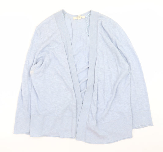 White Stuff Women Blue Cardigan UK 14 Linen Cotton Lightweight