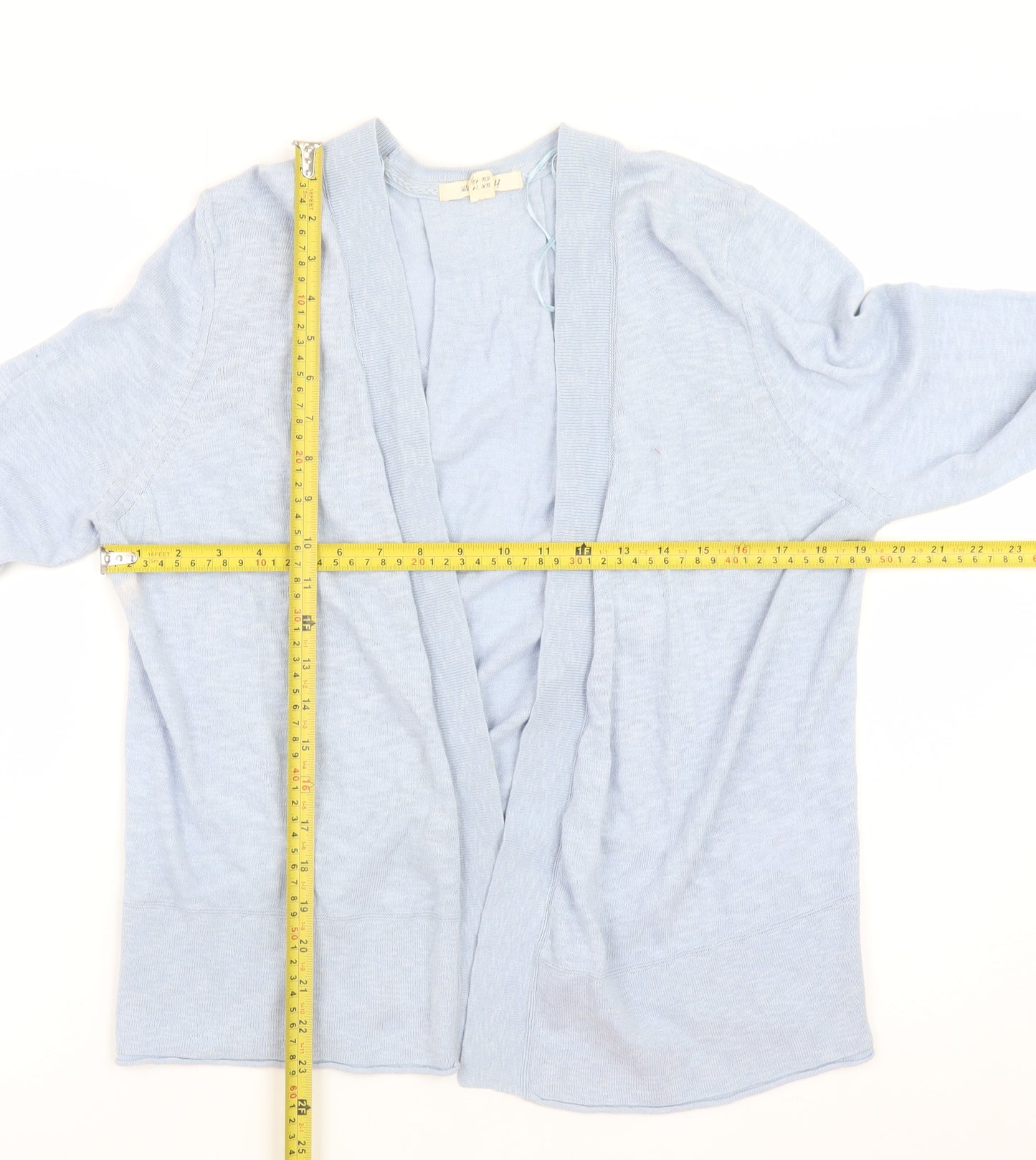 White Stuff Women Blue Cardigan UK 14 Linen Cotton Lightweight
