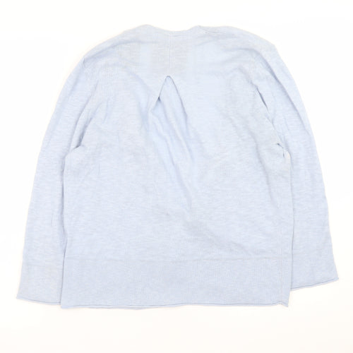 White Stuff Women Blue Cardigan UK 14 Linen Cotton Lightweight