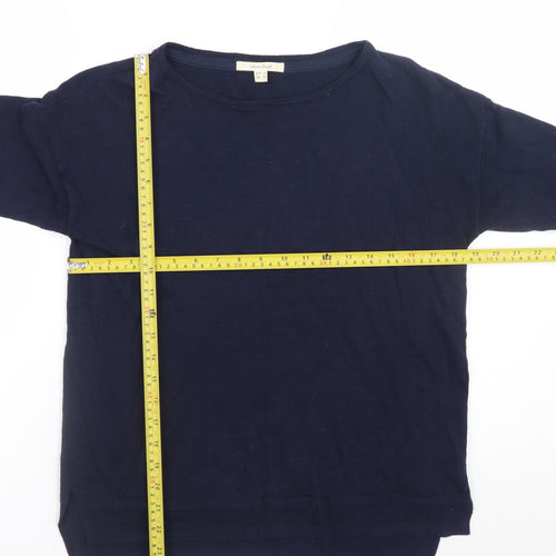 White Stuff Women’s Blue Cotton Linen Crew Neck Jumper UK 10
