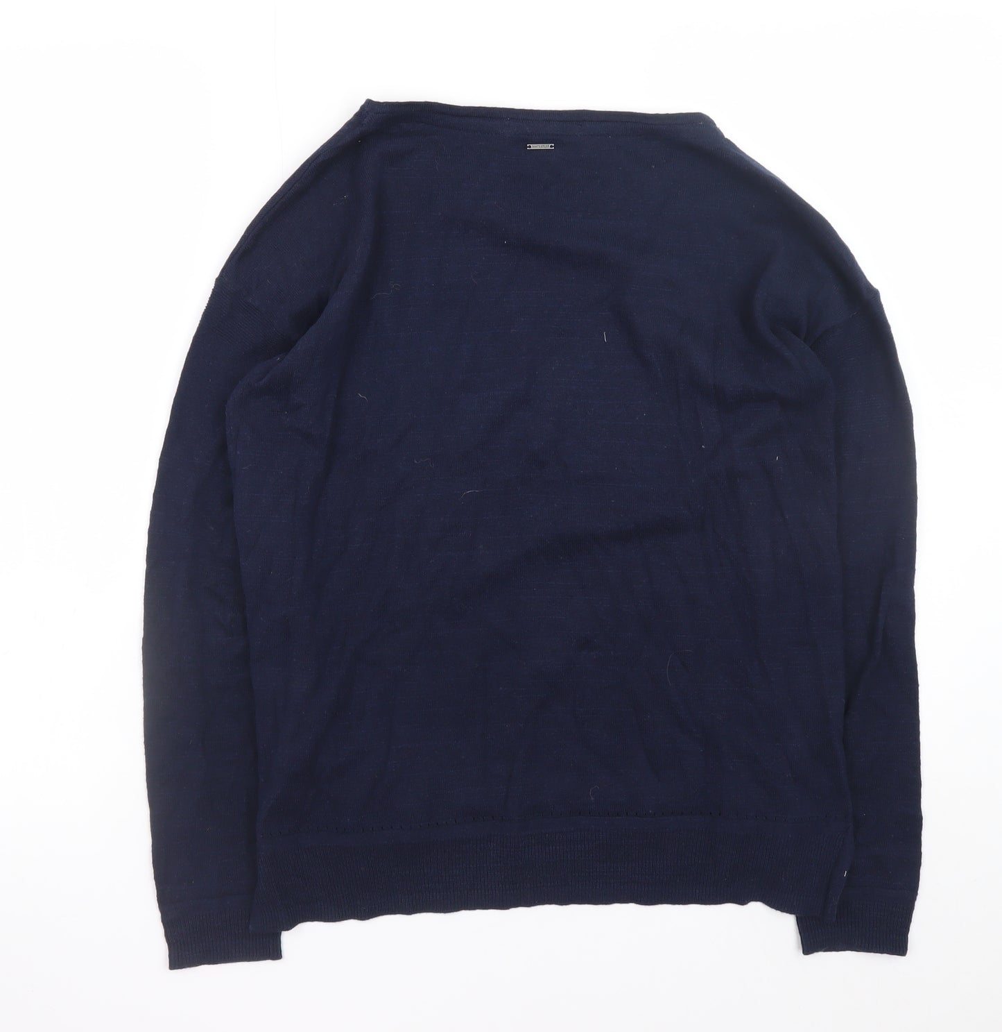 White Stuff Women’s Blue Cotton Linen Crew Neck Jumper UK 10