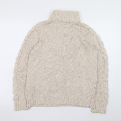 Mantaray Women Beige Cable Half Zip High Neck Jumper Size 12