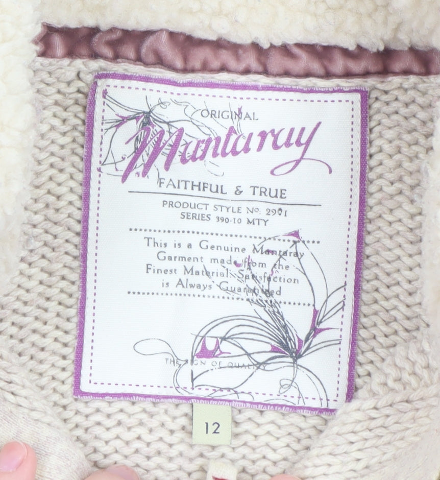 Mantaray Women Beige Cable Half Zip High Neck Jumper Size 12