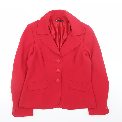 BHS Women’s Red Blazer Jacket Size 12 Classic Buttoned Business Style