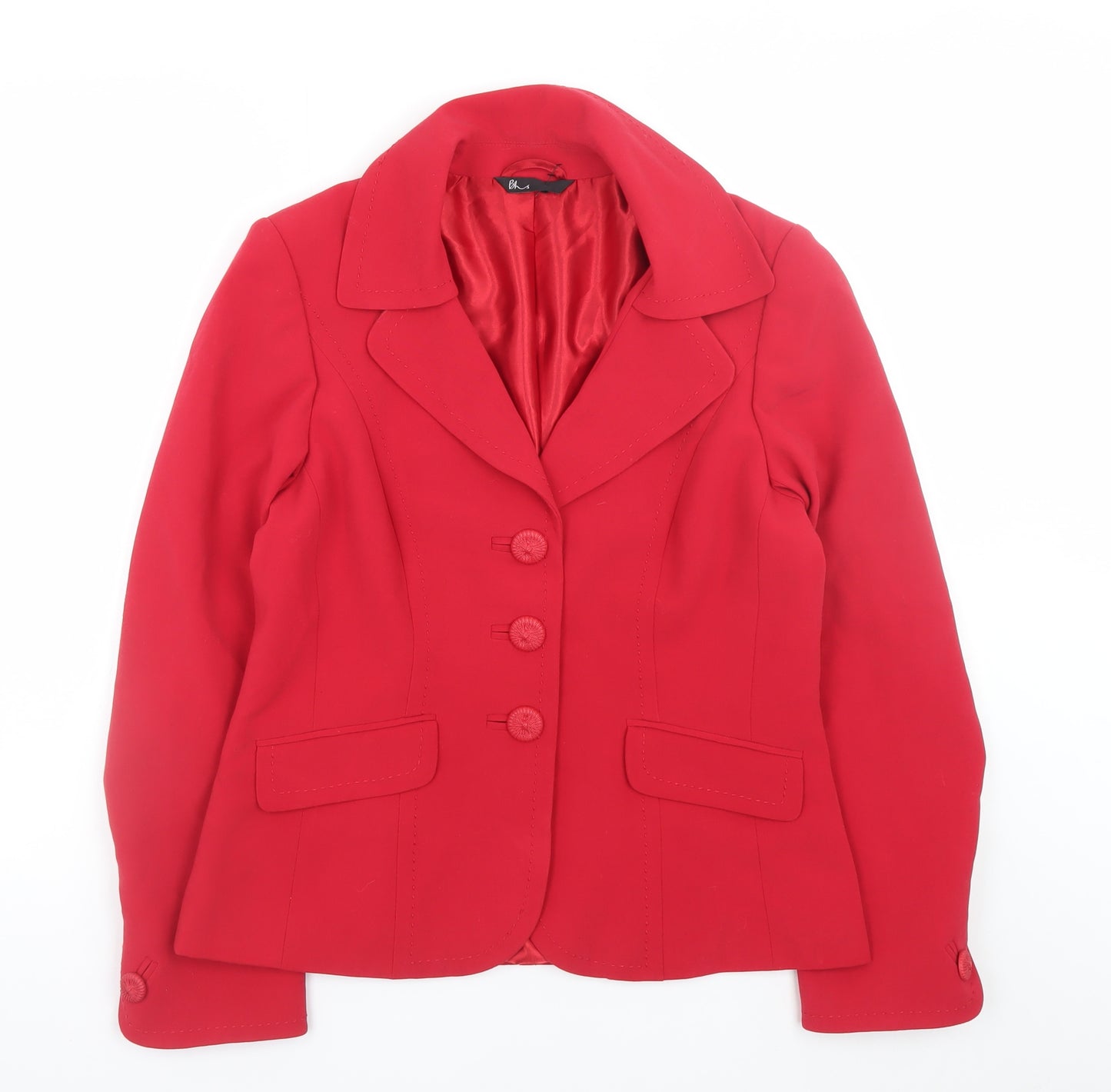 BHS Women’s Red Blazer Jacket Size 12 Classic Buttoned Business Style