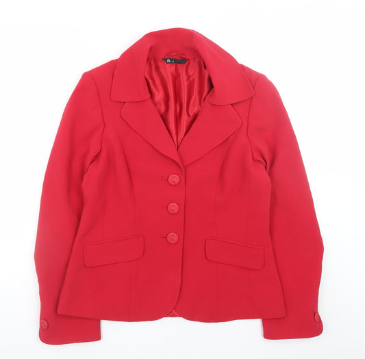 BHS Women’s Red Blazer Jacket Size 12 Classic Buttoned Business Style