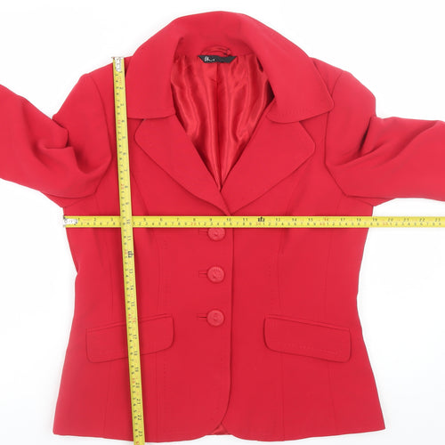 BHS Women’s Red Blazer Jacket Size 12 Classic Buttoned Business Style