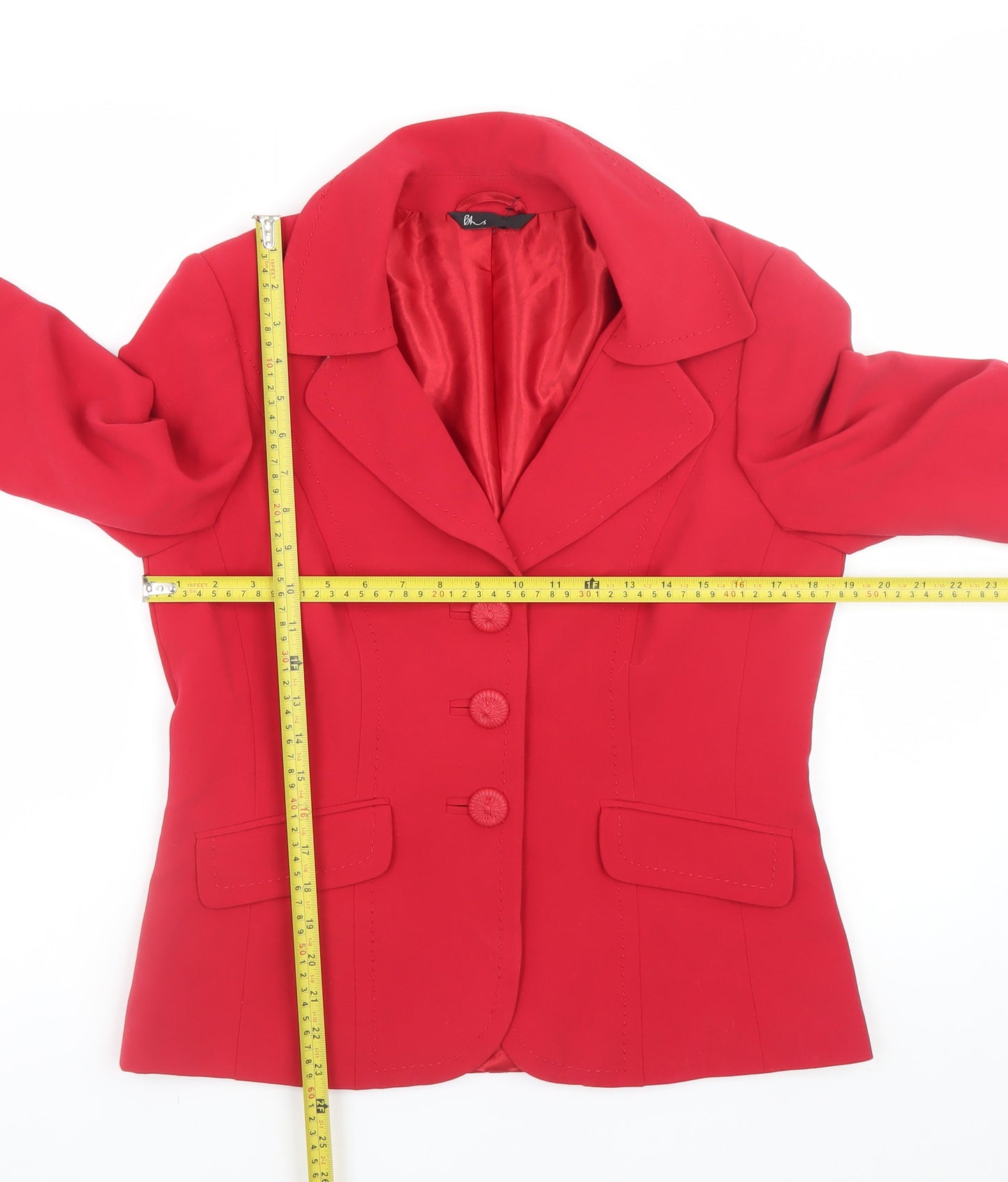 BHS Women’s Red Blazer Jacket Size 12 Classic Buttoned Business Style