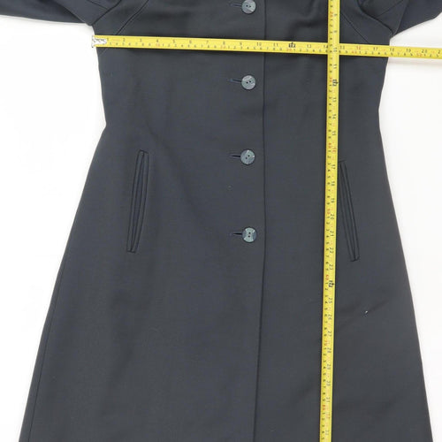 Lampert London Womens Black Wool Long Overcoat Size 12