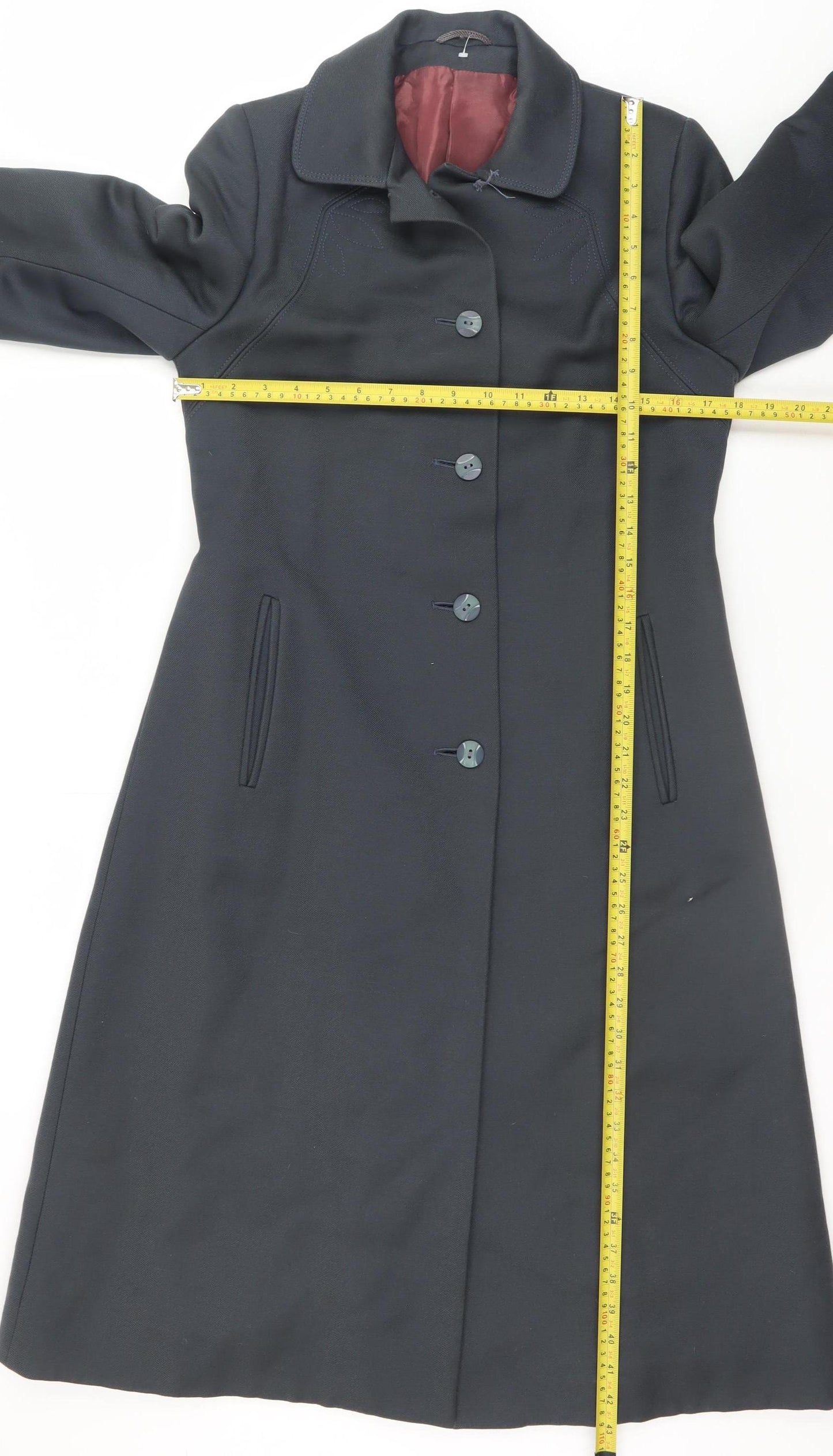 Lampert London Womens Black Wool Long Overcoat Size 12