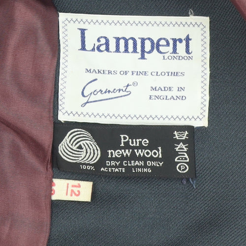 Lampert London Womens Black Wool Long Overcoat Size 12