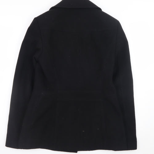 Esprit Women Black Wool Blend Pea Coat UK 10 Double Breasted Jacket