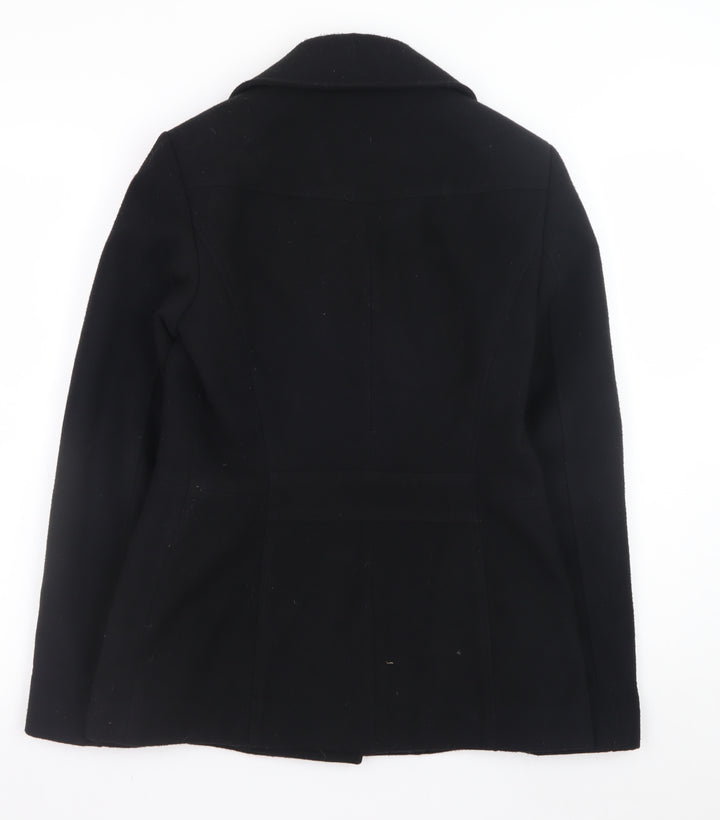 Esprit Women Black Wool Blend Pea Coat UK 10 Double Breasted Jacket