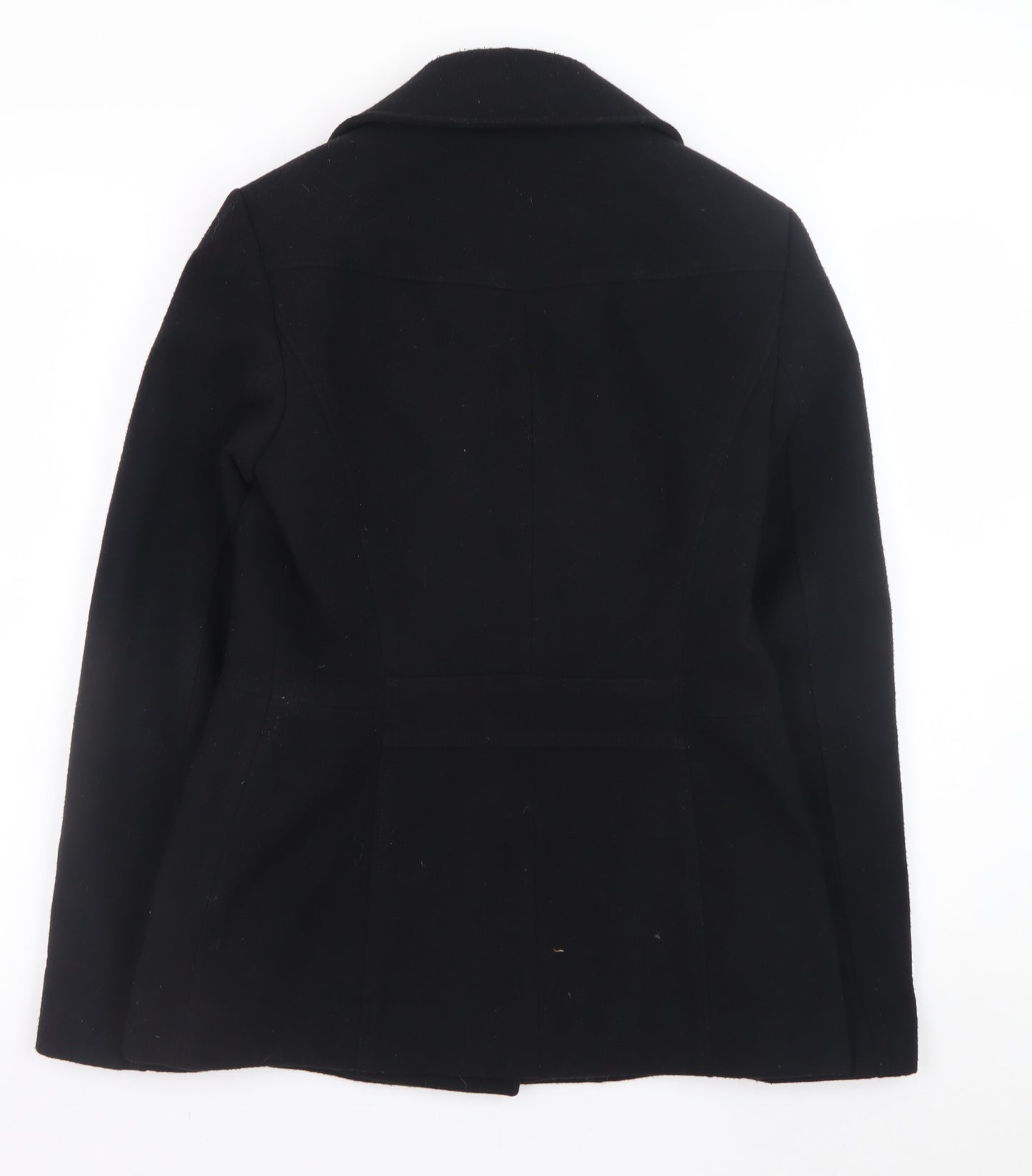 Esprit Women Black Wool Blend Pea Coat UK 10 Double Breasted Jacket