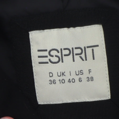 Esprit Women Black Wool Blend Pea Coat UK 10 Double Breasted Jacket