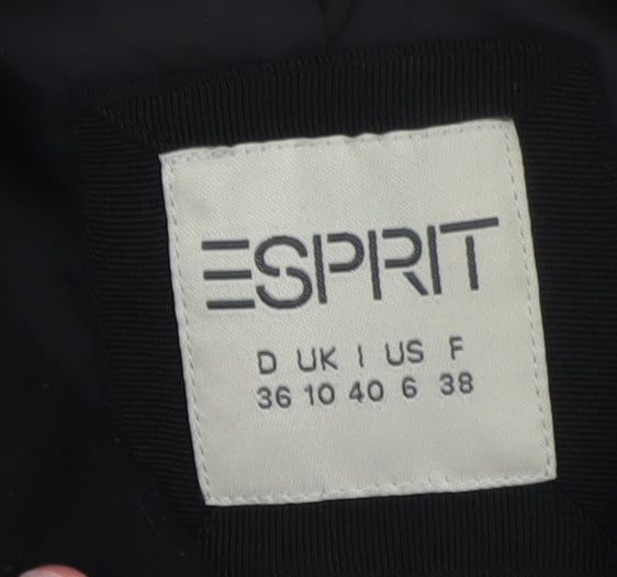 Esprit Women Black Wool Blend Pea Coat UK 10 Double Breasted Jacket
