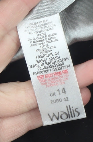 Wallis Womens Black Military Long Coat Size 14 Viscose Blend