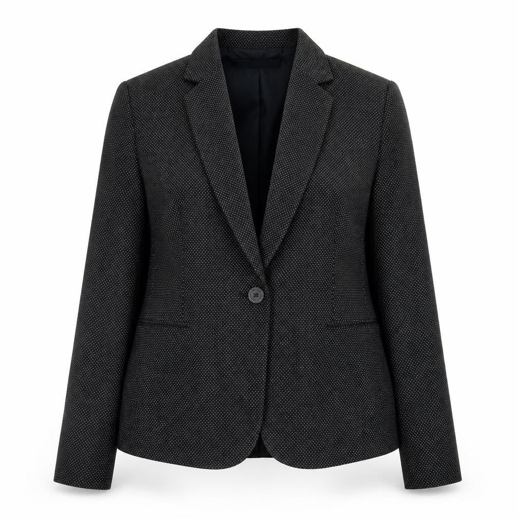 Front view of Zara Women Black Regular Fit Polyester Blazer, size 12