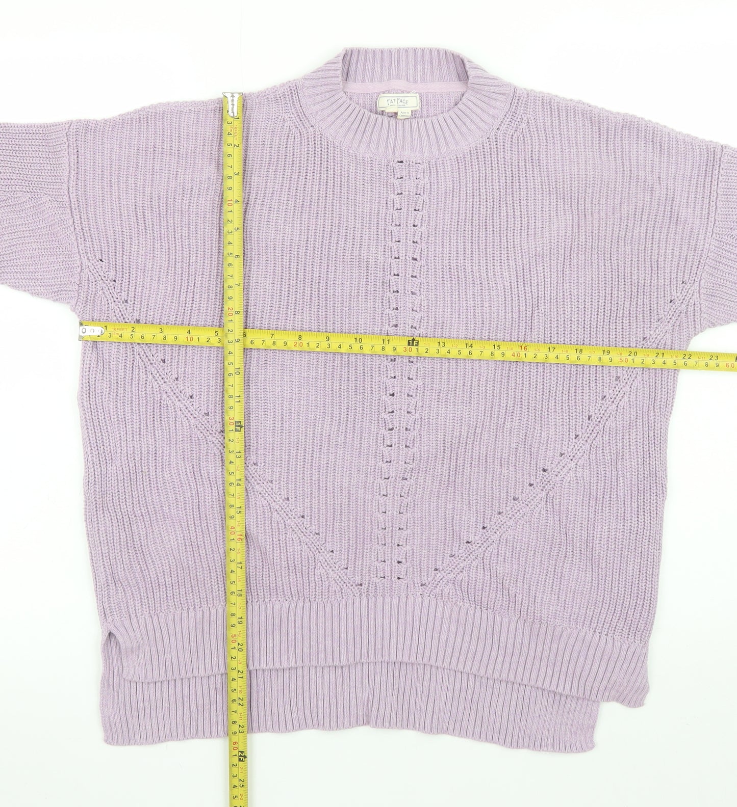 Fat Face Women’s Purple Cotton Crew Neck Long Sleeve Jumper Size 16